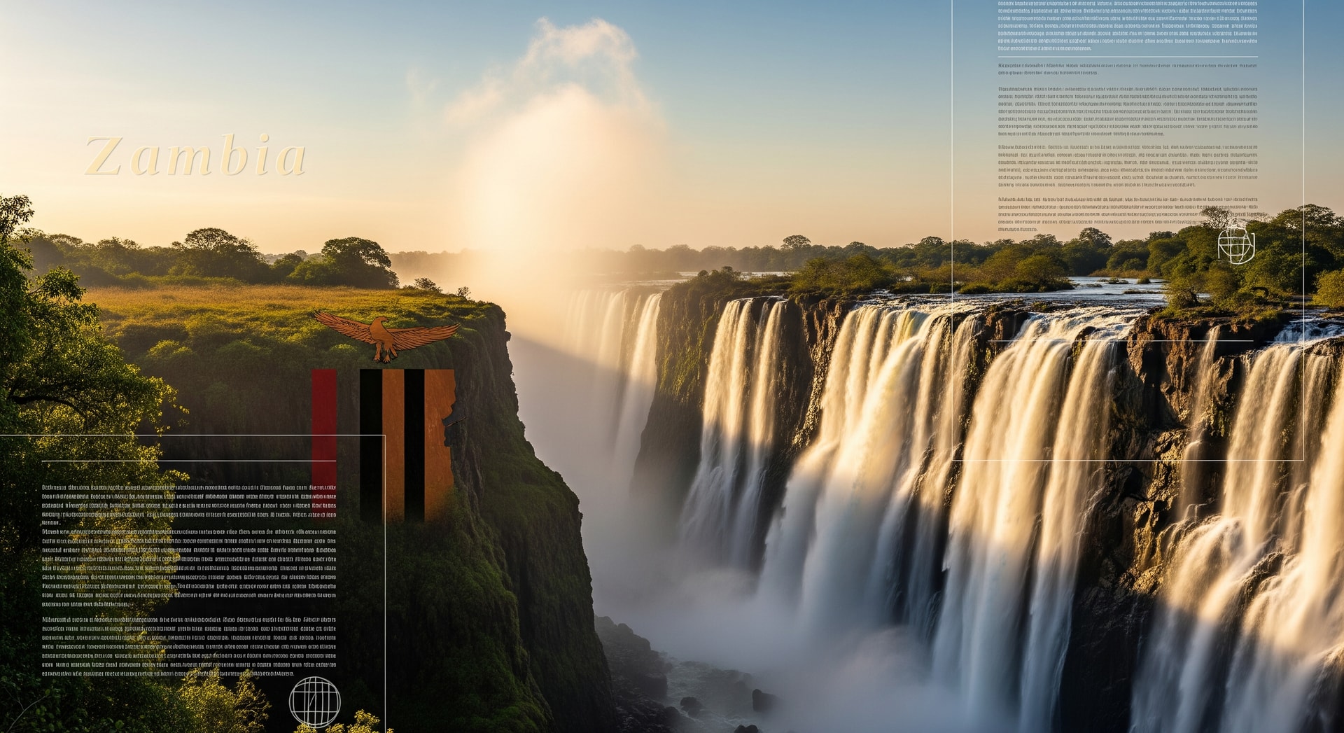 Victoria Falls on the Zambezi River, a landmark of Zambia, symbolising the country's rich cultural heritage