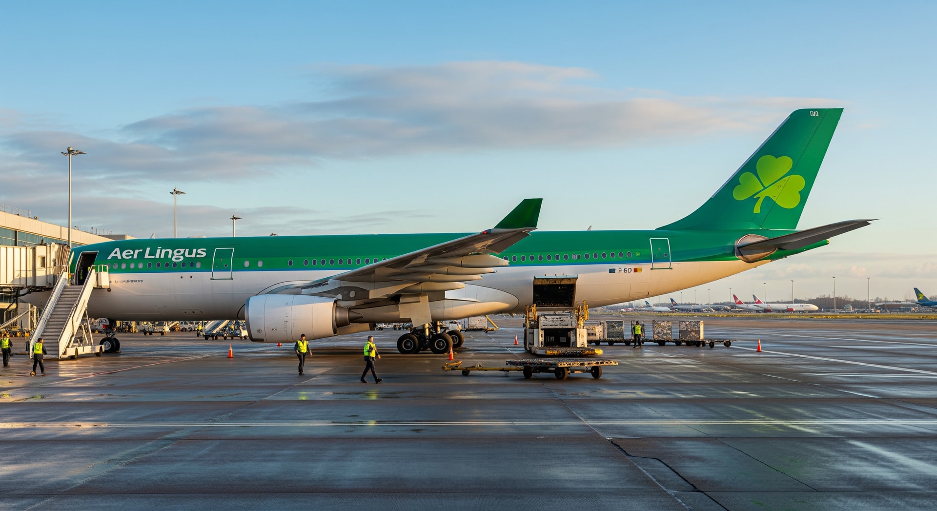 An Aer Lingus aircraft on the tarmac at Dublin Airport ahead of UK-bound flights