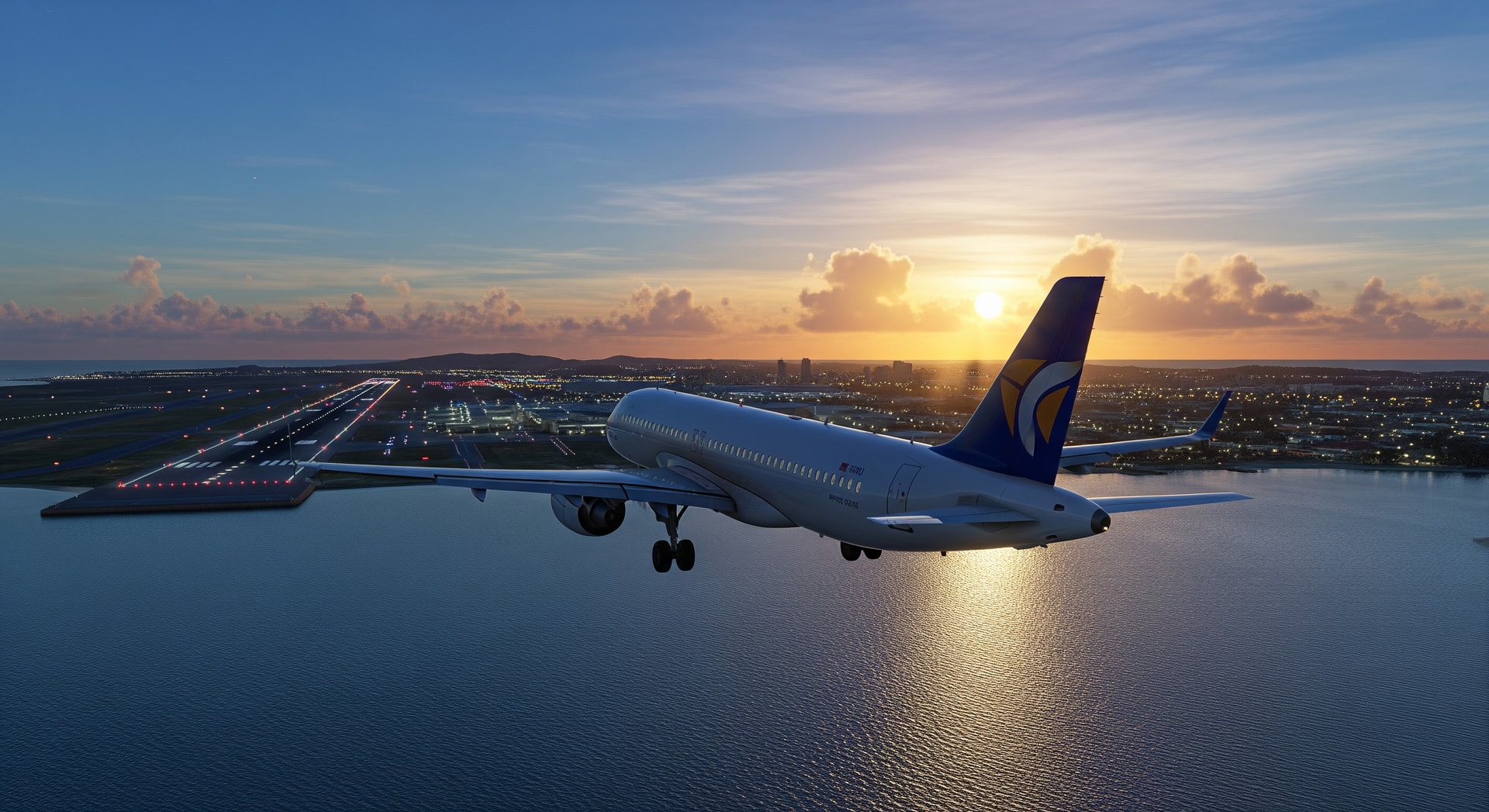 Airliner approaching Luis Muñoz Marín International Airport in San Juan, Puerto Rico