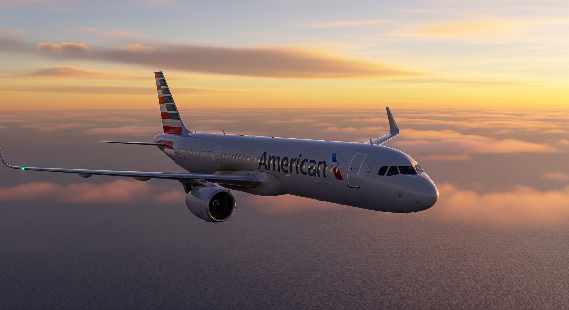 American Airlines Airbus A321XLR in flight over the Atlantic