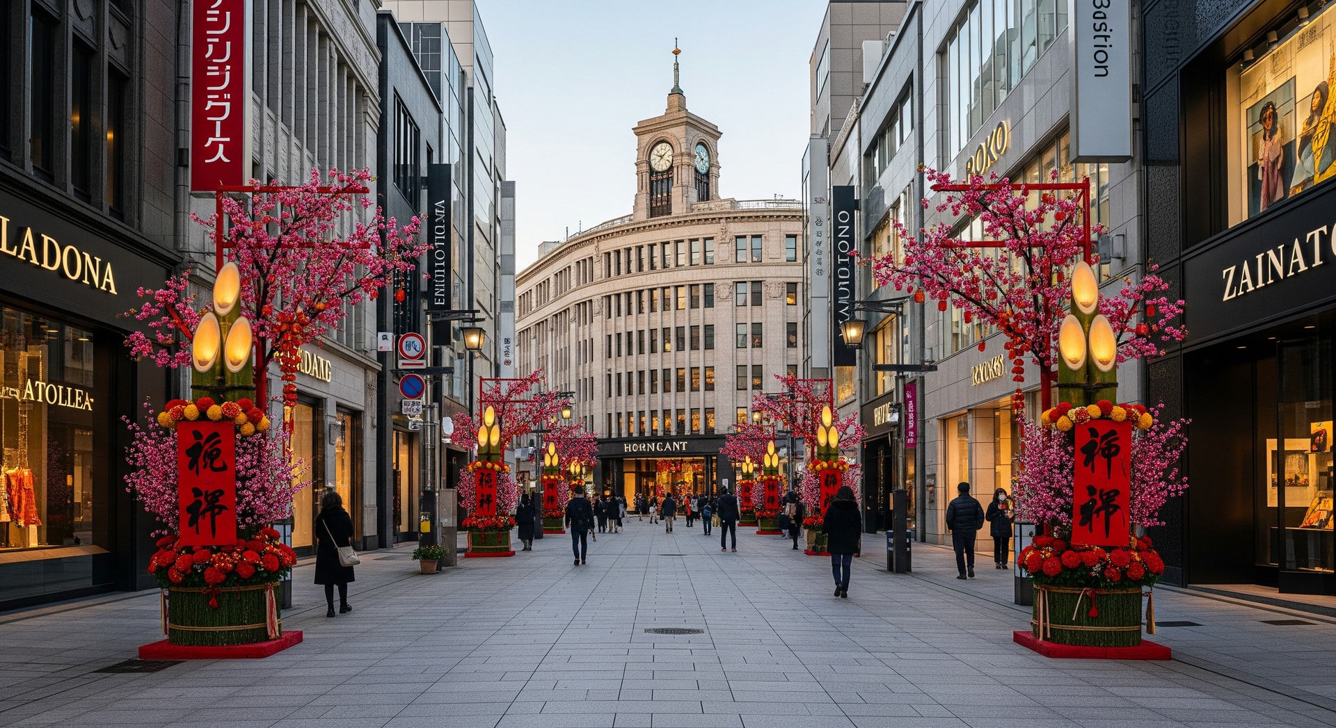 Tourist shopping area in Tokyo with fewer visitors during Lunar New Year