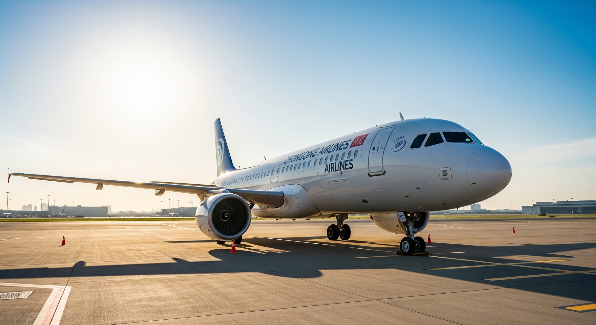 Chongqing Airlines Airbus A320neo on the tarmac, symbolizing the new Chongqing to Bangkok direct flight