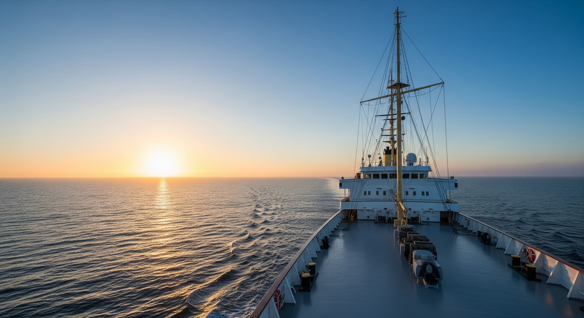 Coral Geographer expedition ship at sea after drydock, ready for Komodo, Raja Ampat and Kimberley itineraries