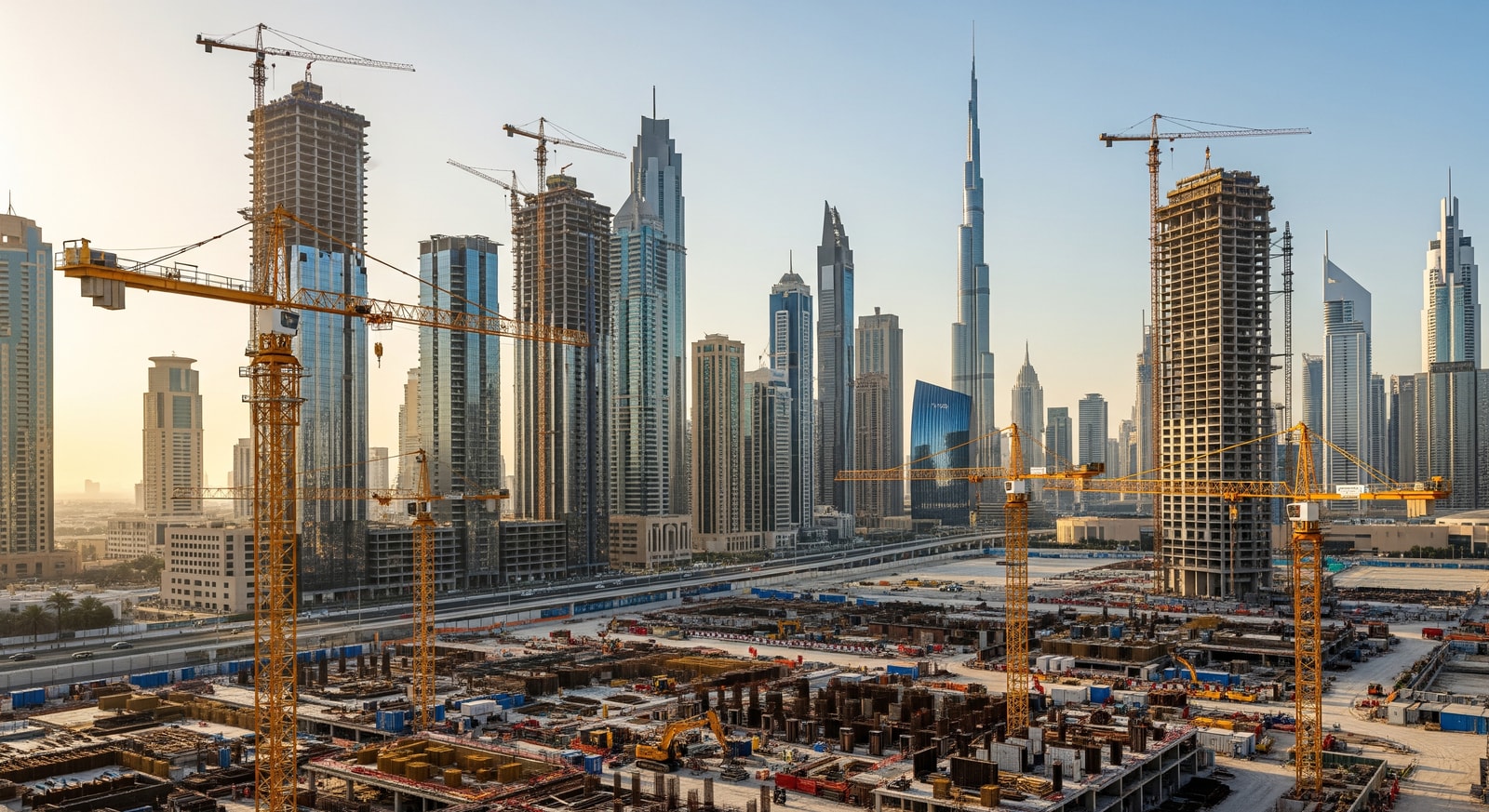 Dubai skyline with cranes and property developments highlighting Dubai real estate activity