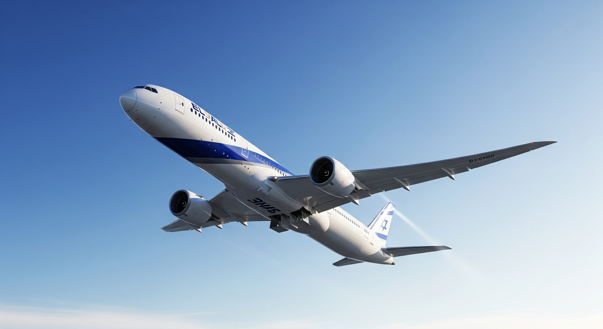 An EL AL Dreamliner taking off against a clear sky, representing new long‑haul services