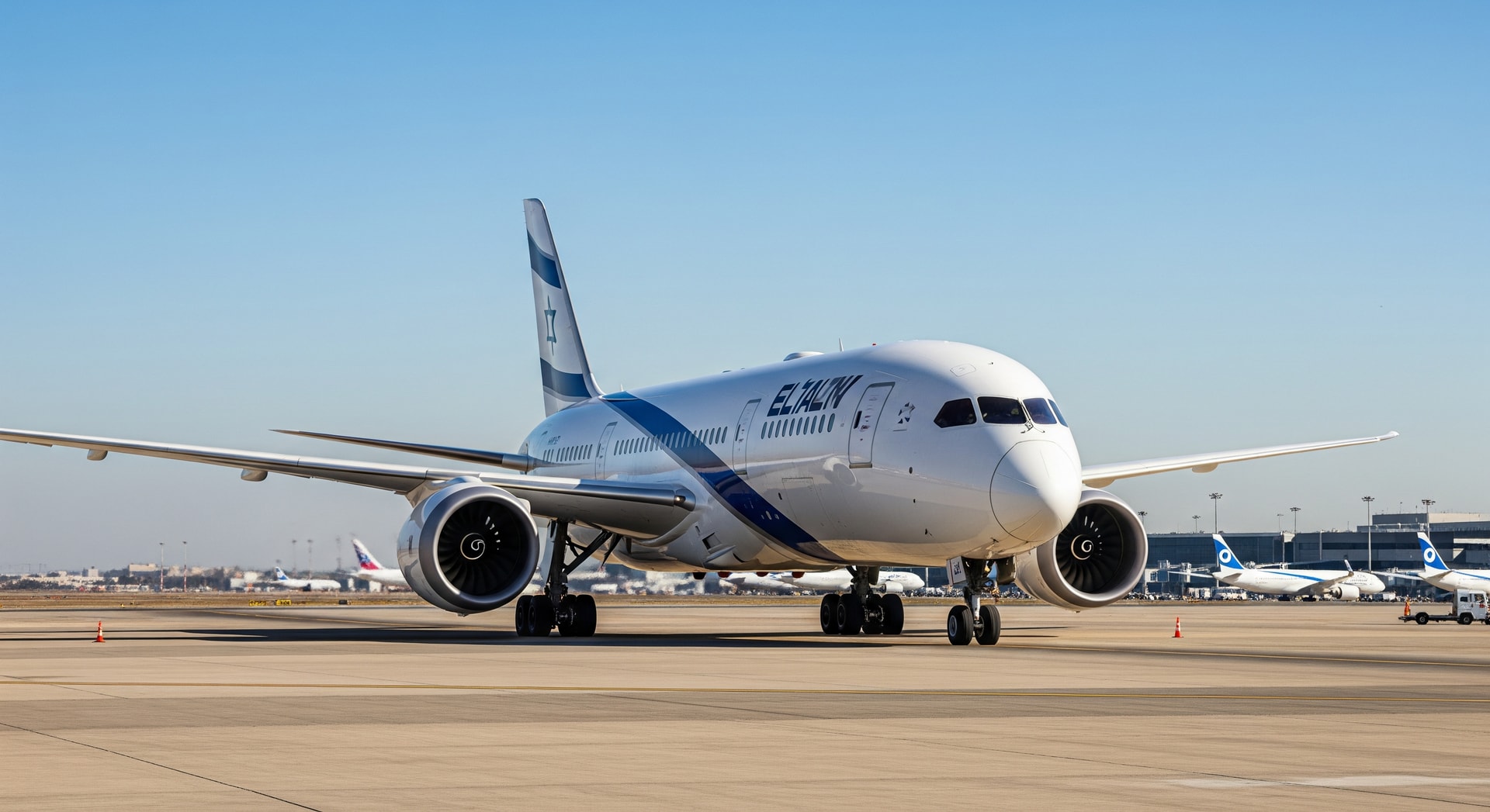 El Al aircraft preparing for departure, illustrating new direct flights to Europe and Asia