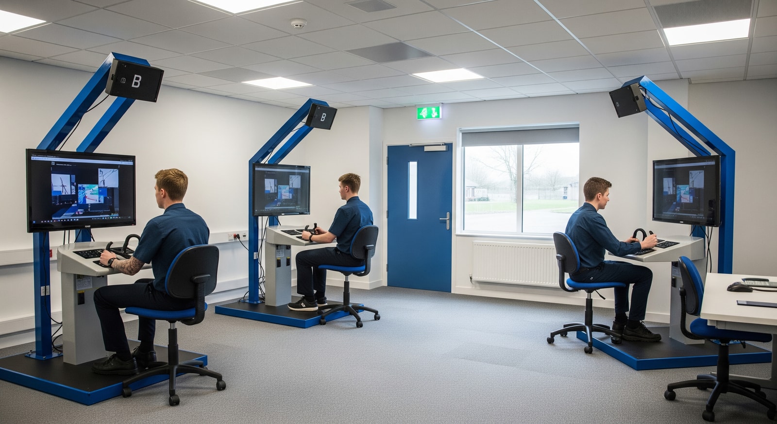 Interior training simulators and apprentices at the Doncaster Gresley Institute