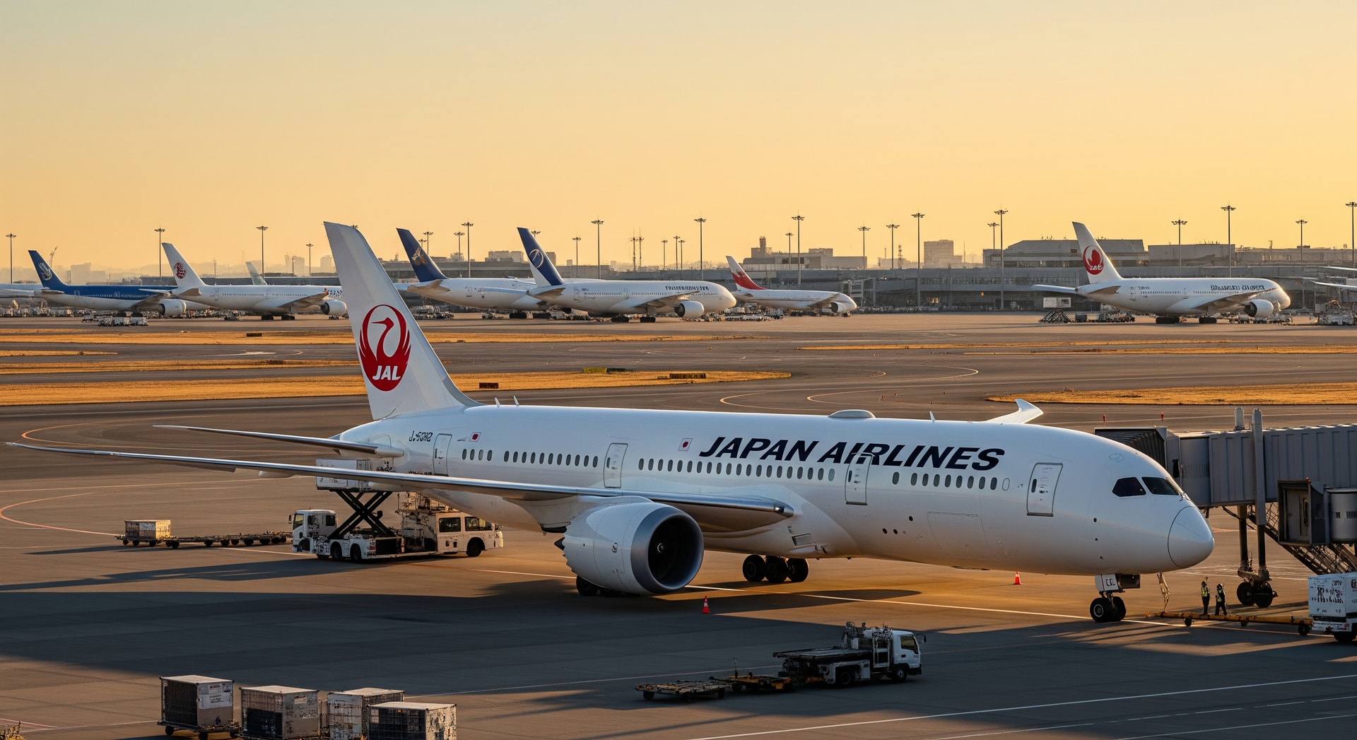 Japan Airlines aircraft at an international airport illustrating increased routes and connectivity