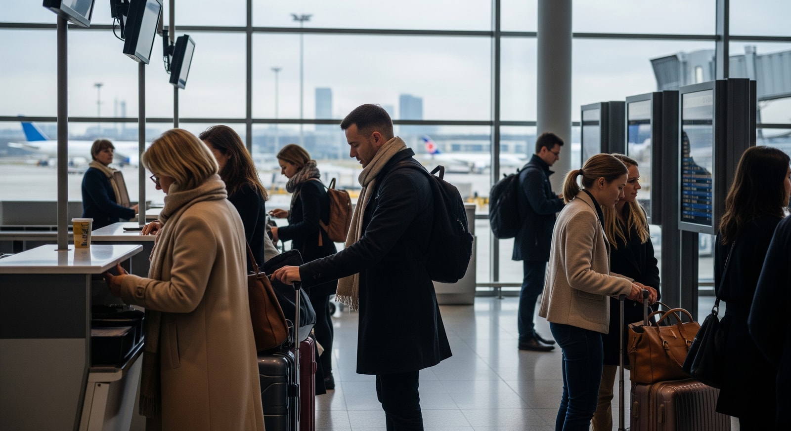 Passengers preparing for long-haul flights to Europe amid travel demand shifts, highlighting safety and flexibility considerations
