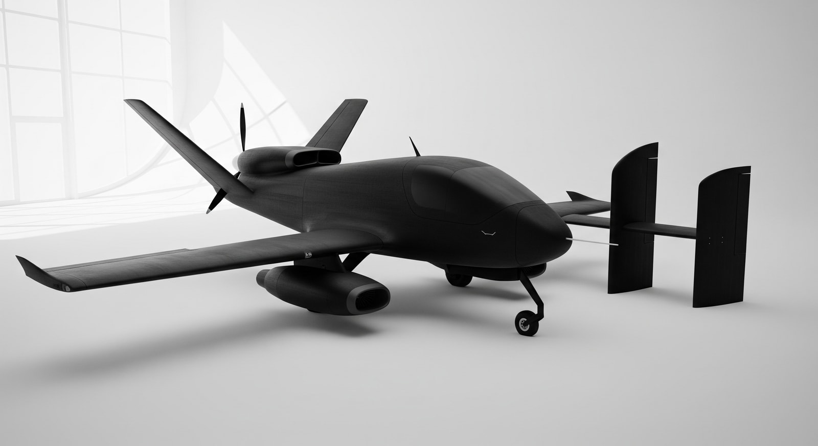 Prototype render of the Venom autonomous aircraft demonstrating 3D-printed fuselage and modular design