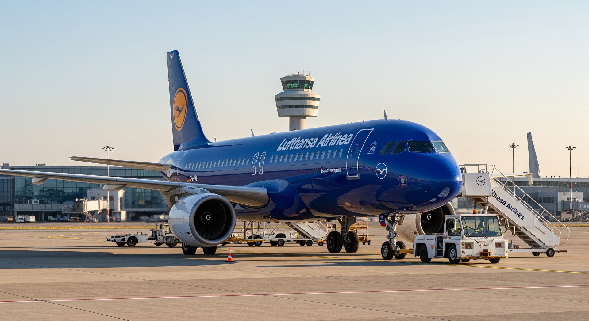 Lufthansa City Airlines Airbus A320neo at Frankfurt Airport preparing for short-haul operations