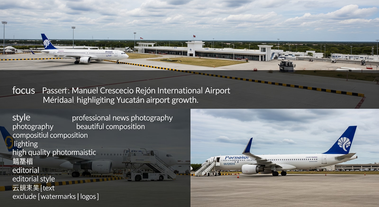 Passengers and aircraft at Manuel Crescencio Rejón International Airport terminal in Mérida, highlighting Yucatán airport growth