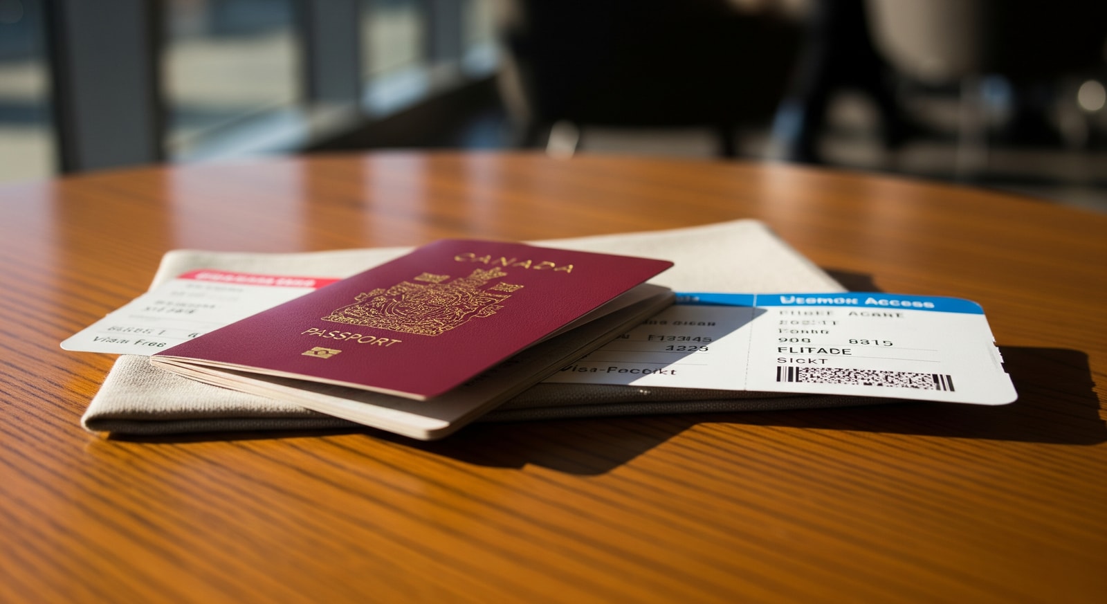 Travel passport and plane ticket representing visa-free travel for Canadians