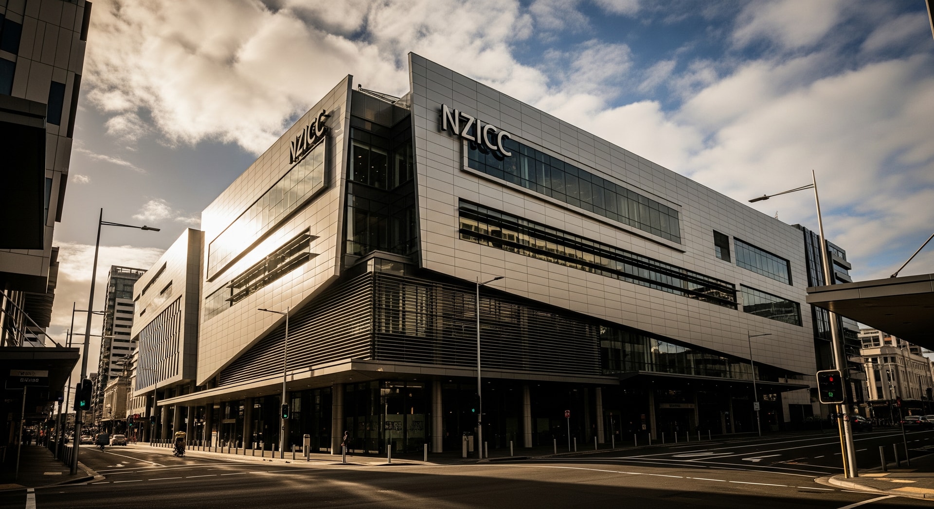 Exterior view of the New Zealand International Convention Centre in Auckland