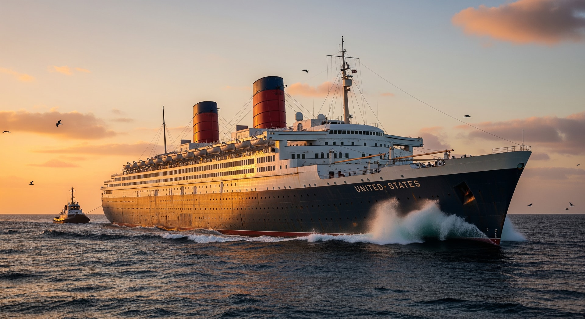 The SS United States at sea, destined to become an artificial reef