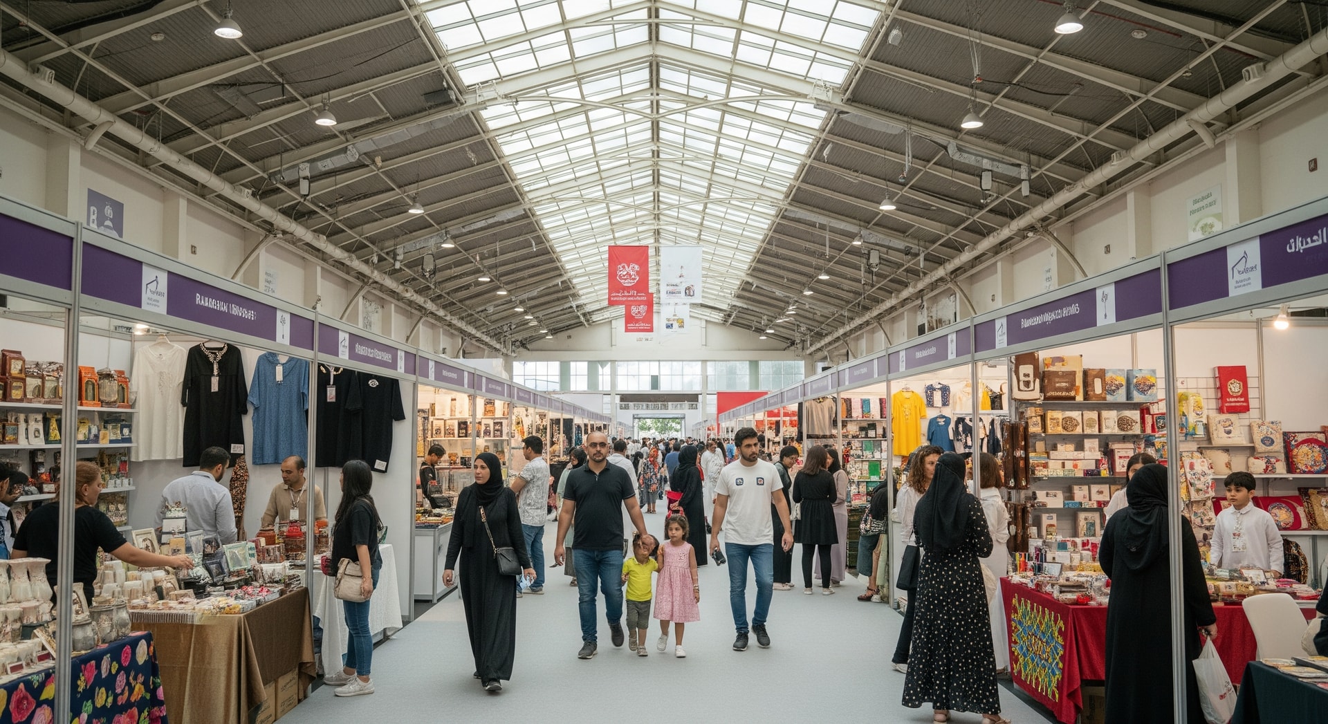 Crowds and stalls inside Expo Centre Sharjah during a previous Ramadan Nights exhibition