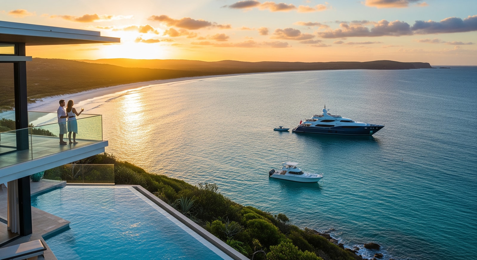 Travel marketing imagery of Australian coastlines and luxury experiences used for PR campaigns