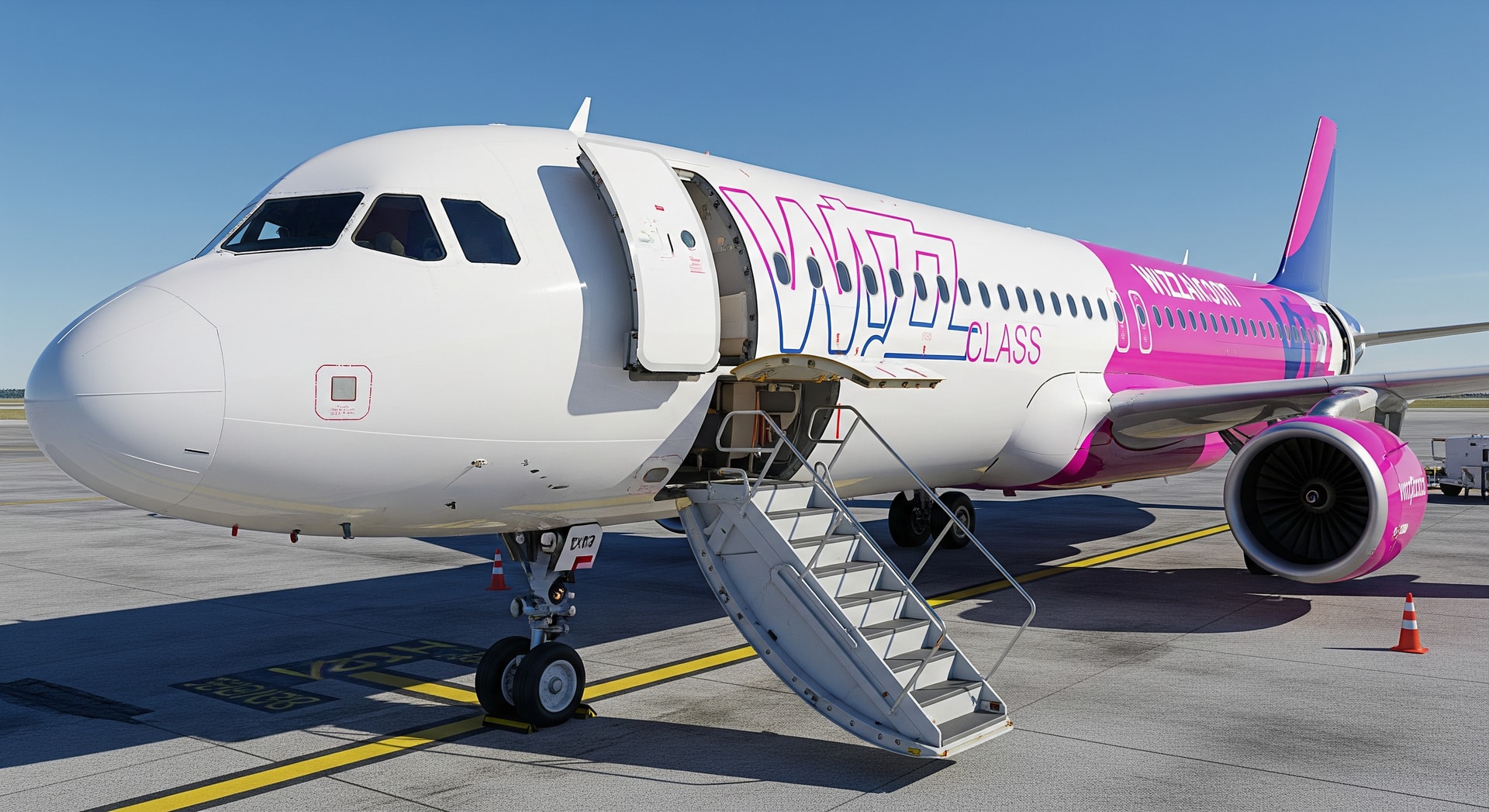 Wizz Air aircraft on tarmac illustrating new WIZZ Class premium-lite seating across Europe
